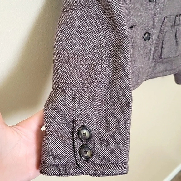 Banana Republic Womens Brown Tweed Wool Blend Cropped Blazer - Size 4 - Picture 7 of 10
